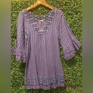 Brand New with Tags MONO RENO Navy Blue Dress with Lace Trim. sz M